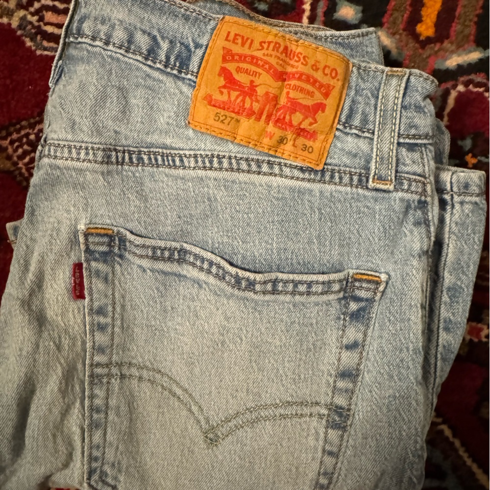Levi's 527 Blue Slim Straight Jeans Classic Denim Style